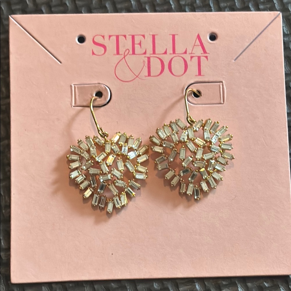 Stella & Dot Gold Heart Dangle Earrings